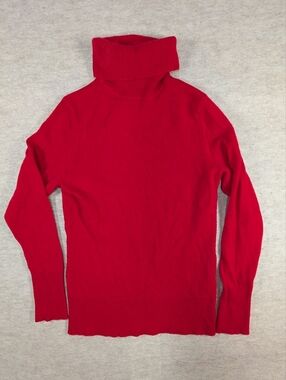 Victor Alfaro 100% Cashmere Red Turtleneck Sweater Beautiful Bold Size Small